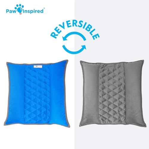 Paw Inspired Snuggle Bunny Bolster Bed, Gray/Blue, 17x17 Inch | Reversible Flop Mat, Ultra-Soft Fleece Bedding with Padded Sides for Rabbits, Cats, Dogs, Small Pets and Animals - color: Gray/Blue