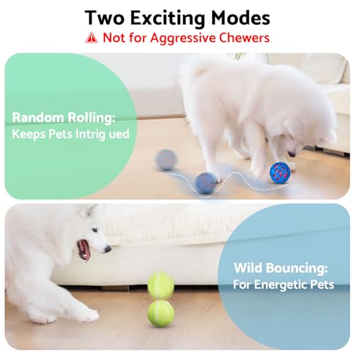 seagi Interactive Dog Toy, Motion-Activated Bouncing Vibrating Dog Ball | USB Rechargeable Design with Durable Natural Rubber Shell for Interactive Dog Ball, for Small/Medium/Large Dogs - color: Blue