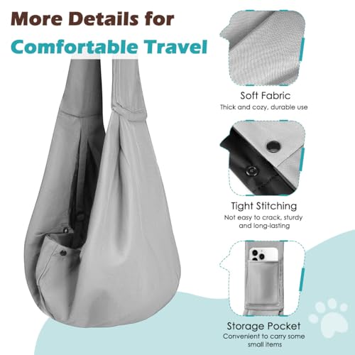 Pawaboo Small Dog Sling Carrier | Reversible Puppy Small Pet Carrier,Hands Free,Safety Buckle,Storage Pocket for Travel,Outdoor Activities Light Gray - color: Light Gray