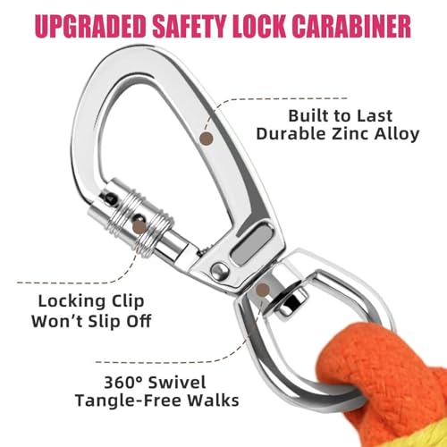 4FT Heavy Duty Braided Rope Dog Leash, Soft Cotton Design with Locking Clip for Medium & Large Dogs – Ideal for Walking & Training (Dinosaurs) - color: Dinosaurs