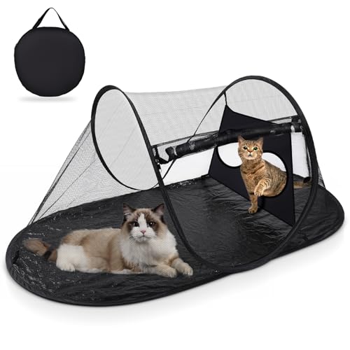 Tailtastic PopUp Cat Tent for Outdoor, Portable Enclosure for Yard & Travel | easy to set up,foldable & lightweight for storage & travel; waterproof material; fine mesh netting keeps bugs out