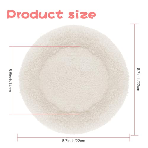 BWOGUE Hamster Bed, Round Velvet Sleep Pad for Guinea Pigs and Rats, 8.7 in | Round Mat for Small Pets, Soft Velvet Comfort, Machine Washable, Cage and Home Use, Hamsters Guinea Pigs - color: White