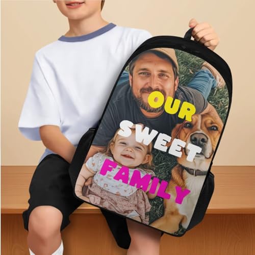 Customized Pattern Backpack for Girls Boys Backpack with Lunch Box Water Bottle Bag and Kawaii Pencil Case 1St Grade 4PCS Set Bookbag with Compartment for Large School Bag - color: Customized Pattern