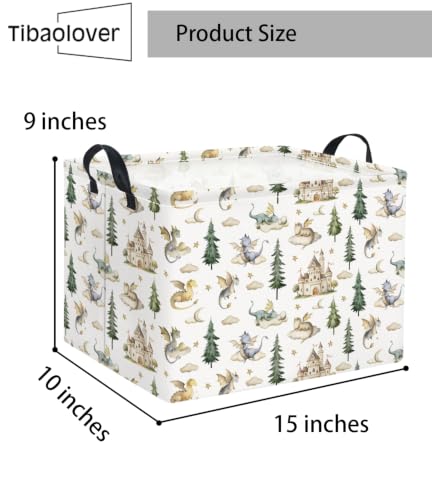 Rectangular Baby Kids Storage Basket for Home Kitchen Girls Cute Toy Storage Bin Organizer Shelf Book Room Decor(Castle Dinosaur) - color: Castle Dinosaur