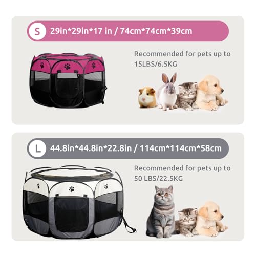SENCONE Portable Pet Playpen for Cats, Kittens, Puppies, Indoor/Outdoor, S | Pop-Up/Fold-Flat Tent for Storage/Travel • Play & Exercise Pen for Small/Growing Pets • Recovery & Whelping Space • Red - color: Red, size: Small (29"*29"*17")