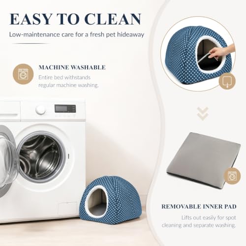 Rabbit Hideout Large Bunny Bed Washable Rabbit House | Fleece Hiding Hut for Indoor Bunnies Guinea Pigs, Small Animal Hideaway - color: Dark blue