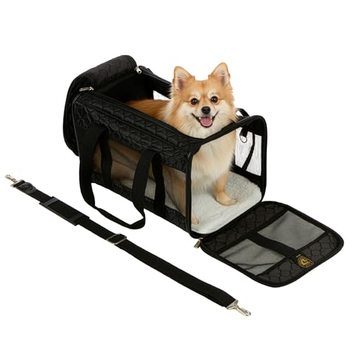 Sherpa Original Deluxe Travel Pet Carrier, Airline Approved & Guaranteed On Board - Black Lattice, Medium - color: Black Lattice, size: 17.0"L x 11.0"W x 10.5"H