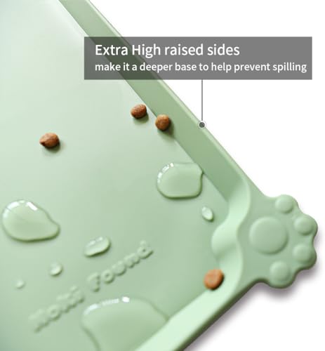 Hoki Found L Silicone Non Slip Pet Dog Cat Bowl Mats - Placemat, Feeding Mat - Waterproof for Carpet - Jade - color: Jade, size: 22" x 14"