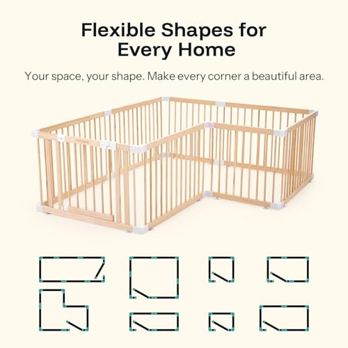 HARPPA Grovi Playpen, GREENGUARD Gold Certified – 60 x 71.5 inch | New Zealand Pine Wood - size: 60 x 71.5 x 24 Inch