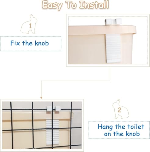 PINVNBY Extra Large Rabbit Litter Box Small Animal Potty Trainer Huge Bunny Litter Pan Plastic Pet Corner Toilet with Mash for Adult Guinea Pigs Chinchillas Ferrets (Beige) - color: Beige