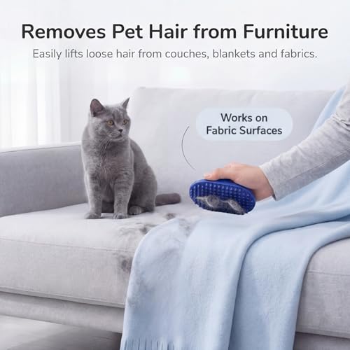 Pets&Goods Rubber Grooming Brush for Dogs & Cats - Gentle Deshedding Bath Brush for Short & Medium Hair - Soft Bristles, Anti-Slip Grip, Easy to Clean - color: Blue