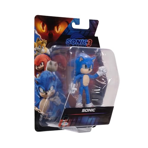 Sonic The Hedgehog 3 Movie Action Figures 5-Inch Collector Toy Figure, Highly Articulated for Boys Girls - Officially Licensed The Hedgehog 3 Movie Product | Sonic The Hedgehog Movie 5 Inch Action Figure Wave 1 - Sonic - color: Sonic