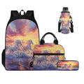 Sunset Horse Backpack for Girls 4th Grade Boys Bookbag with Lunch Box Dust Proof Water Bottle Holder and Pencil Case Customized 4 PCS Zipper Closure Secondary Big School Bag - color: Sunset Horse