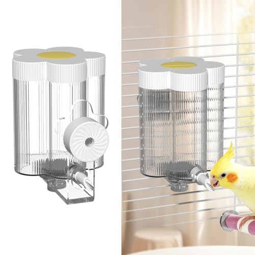 8.4 Oz No Mess Bird Water Feeder, Auto Parrot Cage Water Dispenser (White) | Magnetic Mount, Drip-Free, Easy Top Refill, Mount Inside or Outside Cage, for Parakeets Cockatiels Budgies Lovebirds Canary - color: White
