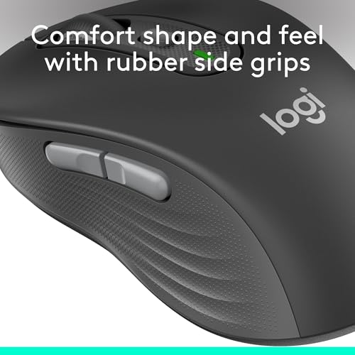 Logitech Signature Plus M750 Wireless Mouse – for Small to Medium Hands, SmartWheel, Bluetooth, Multi Device, 24-Month Battery, Silent Clicks, Customizable Side Buttons, Contoured Shape - Graphite | Wireless navigation with Bluetooth connectivity, USB rec
