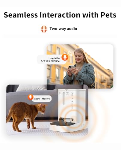 PETKIT Automatic Cat Dog Feeder with Camera, AI-Powered Motion Capturing, 1080P HD Video with Night Vision, 2.4G WiFi Pet Feeder with 2-Way Audio, Dual Hopper Pet Food Dispenser with Desiccant - color: White with Double Food Hopper