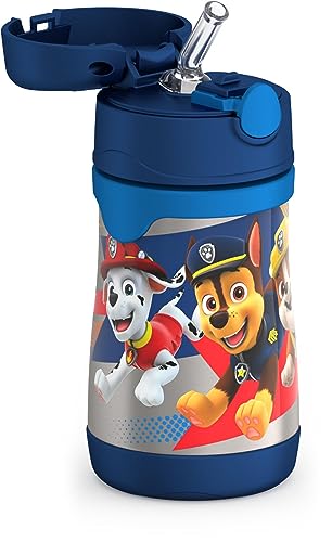 THERMOS Vacuum Insulated Stainless Steel 10oz Straw Bottle, PAW PATROL BOY (Pack of 3) - color: PAW PATROL BOY, size: 10 Ounces (Pack of 3)