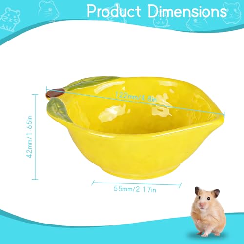 Small Guinea Pig Food Bowl Cute Ceramic Hamster Water Bowl Ferret Rat Chinchilla Rabbit Feeding Dish Young Animal Feeder (Lemon Yellow) - color: Lemon Yellow