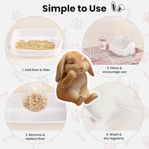 Rabbit Litter Box, Bunny Litter Box, Removable Top and Base, White | Removable Top and Bottom, Easy to Assemble and Clean, Suitable for Adult Rabbits, Guinea Pigs and Other Small Pets - color: White, size: 14" × 9.5" × 6"