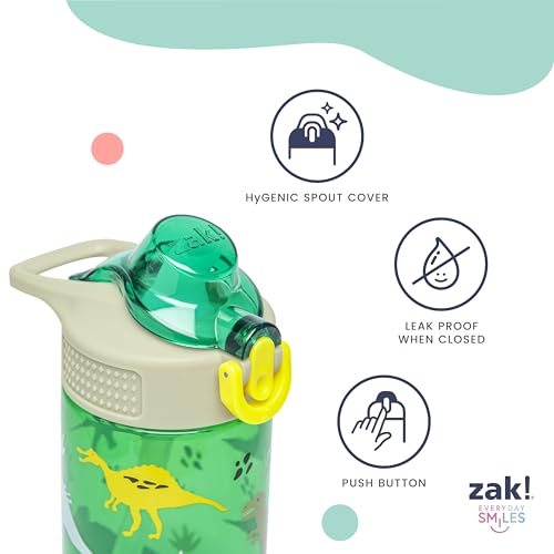 Zak Designs Princess Sage 16oz Leak-Proof Straw Kids Water Bottle, 2-Pack | BPA Free Durable Plastic, Cupholder Friendly, Dishwasher Safe, Easy to Clean, Lid Lock, Handle, For School, Home, Travel - color: Disney Princess (Ariel, Cinderella, Jasmine, Moan