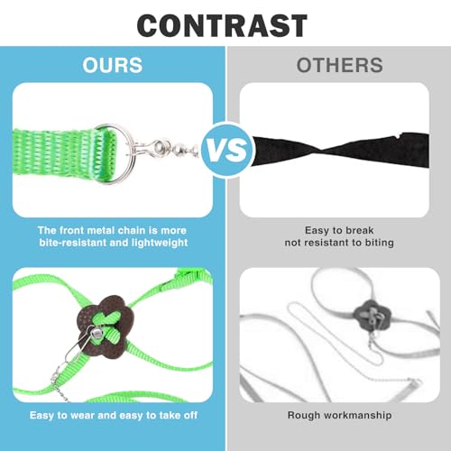 2 Pack Adjustable Hamster Leash Harness for Harness for Ferret Baby Rabbit Hamster Rat Mouse Leash Lead with Bell (Green) - color: Green