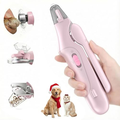 2 in 1 Dog Nail Clippers & Cat Nail Clippers Trimmers for Large Medium Small Dogs Cats Claw Trimmer Quick Sensor and Safety Guard USB Rechargeable Dogs Nail Trimmer with Catcher & 2 LED Lights - color: Pink