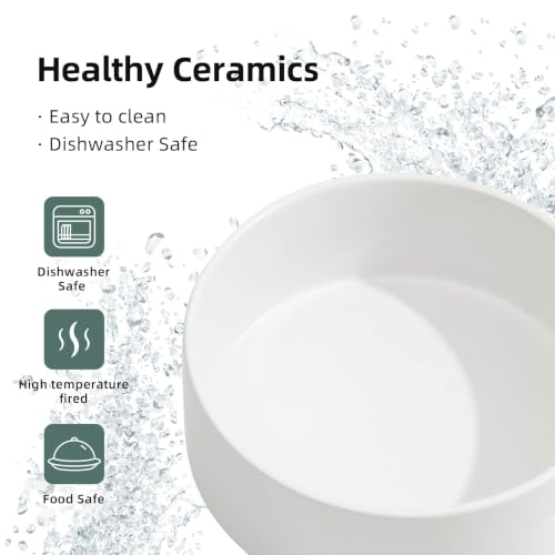 Havniva Ceramic Dog Bowls, 8.3” Dog Food and Water Bowl, Pet Feeding Bowl | Dog Food Bowl for Large Dogs, Food-Grade Ceramic, Dog Water Bowl with Non-Slip Rubber Base, Large Capacity, Dishwasher Safe - color: Matte White