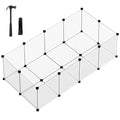 SONGMICS Pet Playpen with Floor, Small Animal Pen, Pet Fence Indoor, DIY Plastic Enclosure for Hamsters, Rabbits, Hedgehogs, Ferrets, 56.3 x 28.7 x 18.1 Inches, White ULPC02W - color: White, style: 20 Panels - 56.3"L x 28.7"W x 18.1"H