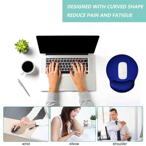 Mouse Pad with Wrist Support, Ergonomic Mouse Pad with Memory Foam Wrist Rest Cushion, Non-Slip Rubber Base Gaming Mice Pad for Home Office Computer Laptop, Blue - color: Blue