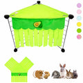 Guinea Pig Hideout, Cute Guinea Pig Corner Fleece Forest Hideaway 3-Side Curtain, Rabbit Hammock Toy and House Bed for Bunny, Ferret, Rat, Chinchilla and Small Animal Cage Accessories (Green)