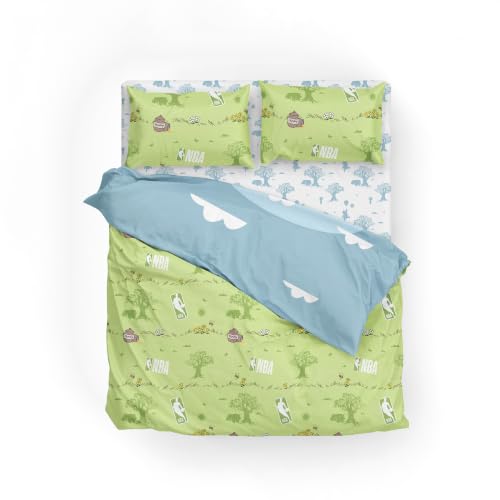 Disney Winnie The Pooh Full Comforter Set 5 Piece Includes Reversible Comforter & Sheet Bedding Set Soft Fade Resistant Microfiber Officially Licensed - color: Pooh Star Full