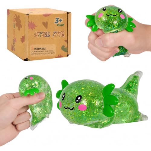 Axolotl Squishy Toy, Soft Slow Rising Sensory Fidget Toy, Cute Stretchy Axolotl Squeeze Toy, Stress Relief Desk Toy Gift for Kids 3+ and Adults(Green) - color: Green