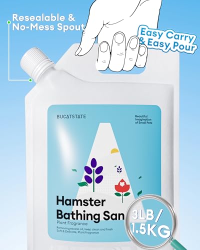 BUCATSTATE Dust-Free Hamster Bath Sand Plant Scented Bathing Sand for Dwarf Syrian Hamster and Other Small Animals 3.3lb/1.5kg - color: White Sand, size: 3.3LB