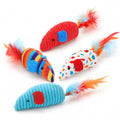 4 Pack Interactive Cat Toys, Catnip Mice with Feather Tails | Premium canvas & corduroy textures, ideal for indoor kittens or bored adults, promotes enrichment & teething chew relief