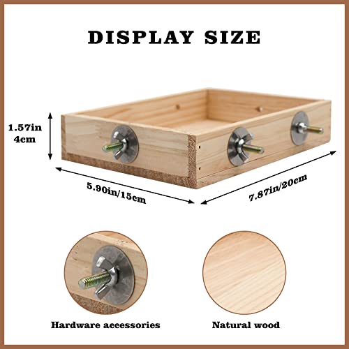 Bird Feeding Cups, Natural Wooden Parrot Perch Stand, Birds Food Dish, Parakeets Feeder Bowl, Cage Accessories for Small Animals Rat Hamster Guinea Pig Chinchillas Budgies Cockatiels Love Birds - size: 7.9 × 5.9 Inch
