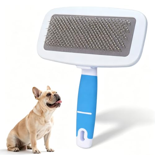 French Bulldog Brush with Rounded Tip | Skin Friendly,with Small Comb for Effectively Remove Tangles, Knots and Mats,Essential French Bulldog Accessory