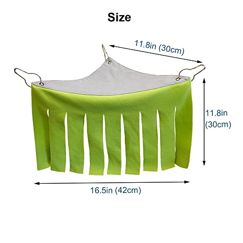 RIOUSSI Guinea Pig Hideout Hideaway Corner Fleece Toys Cage Accessories | Reversible Sides | Soft Fleece Fabric | Come with Hooks | Guinea Pig Hammock for Small Animals | Green, Triangle - color: Green