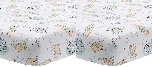 Lambs & Ivy Disney Baby Winnie The Pooh Hugs White Fitted Crib Sheet (Pack of 2) - color: Pooh Hugs, size: Standard Crib (Pack of 2)