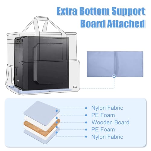 PC Carrying Case, Desktop Travel Bag for Full Computer Tower, Gray | Computer Desktop Tower Case with Shoulder Straps Fit ATX/M-ATX Motherboards, Keyboard, Mouse, Cables & Earphones - color: Grey