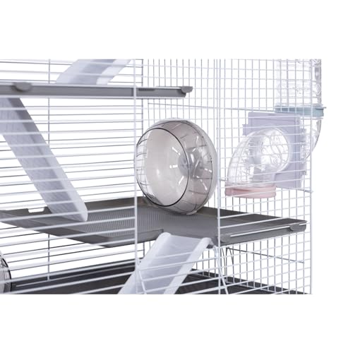 Prevue Pet Products Hamster Playhouse Gray 4-Level Cage - Small Animal House with Platforms, Tunnels, Wheels & Accessories, Portable Indoor Gerbil, Mouse, & Hamster Enclosure - Gray - color: Gray, size: 18.4"L x 11.8"W x 27.5"H
