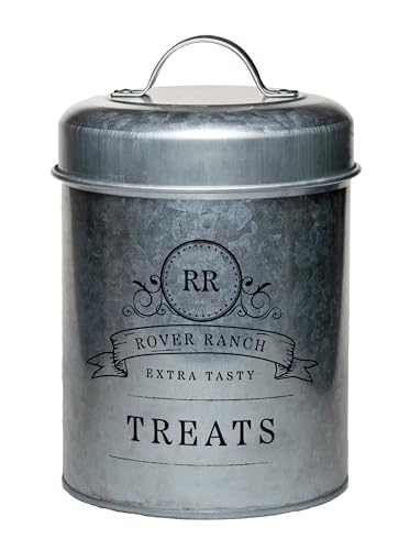 Amici Home Rover Ranch Pet Rover Ranch Metal Treats Canister - Silver 64 Oz - style: Treats