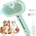 3 in 1 Cat Steam Brush, Pet Spray Hair Removal Comb for Shedding & Grooming, Water Brush for Cats Dogs Small Animals Long Short Haired with One-Click Release Button(Green) - color: Green