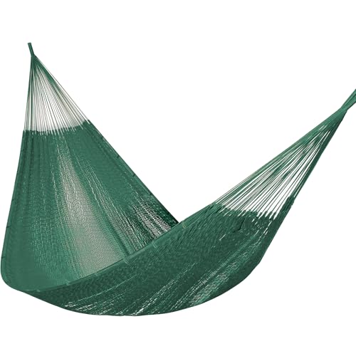Handwoven Rope Mayan Hammock for Outside, 600 lbs Capacity | 2 Person, Portable Carrying Bag, Easy-Used Tree Straps, Carabiners, Soft Fabric, Patio (Forest Green, X-Large) - color: Forest Green, size: X-Large