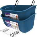 Goovilla Chicken Feeder Waterer, Hanging or Screw-in, 2 Pack 5 Quart, Blue | With Clips and Screws, Goat Feeding Supplies, Duck Piglet Sheeple Coop Dog Livestock Poultry Plastic Feeder Trough Bucket - color: Dark Blue, size: 5 Quart