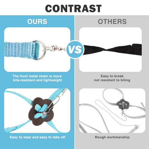 2 Pack Adjustable Hamster Leash Harness for Harness for Ferret Baby Rabbit Hamster Rat Mouse Leash Lead with Bell (Blue) - color: Blue