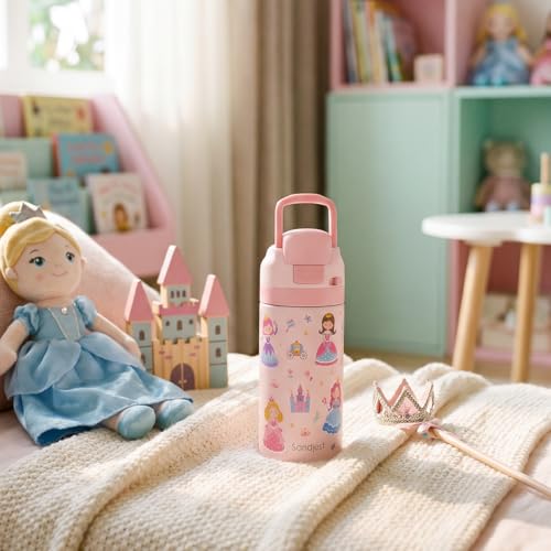 Princess Kids Insulated Stainless Steel Water Bottle 16 Oz, Travel Tumbler for School, Sports for Girls, Birthday, Back To School - color: Princess