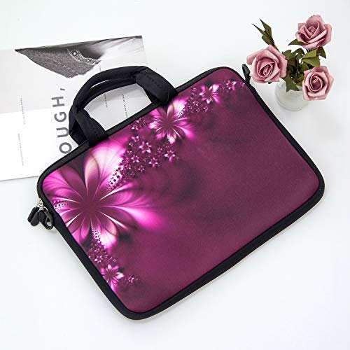 11 11.6 12 12.5 13 inches Case Laptop/Chromebook/Notebook PC Messenger Bag Tablet Travel Case Neoprene Handle Sleeve with Shoulder (11-13.3 inch, Flowers) - color: Flowers, size: 11-13.3 inch