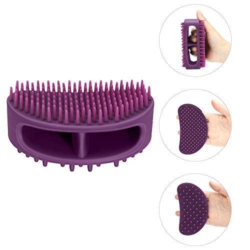 Soft Silicone Dog & Cat Grooming Brush - Pet Bath & Massage for Short or Long Hair - Slicker Shedding Hair Brush Purple