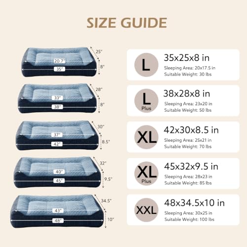 JOEJOY Orthopedic Dog Bed Medium Sized Dogs, Extra Thick Supportive Big Dog Couch Bed with Sides, Ultra Soft Pet Bed Sofa, Blue, 35''x25'' - color: Blue, size: L(35"L x 25"W x 8"Th)
