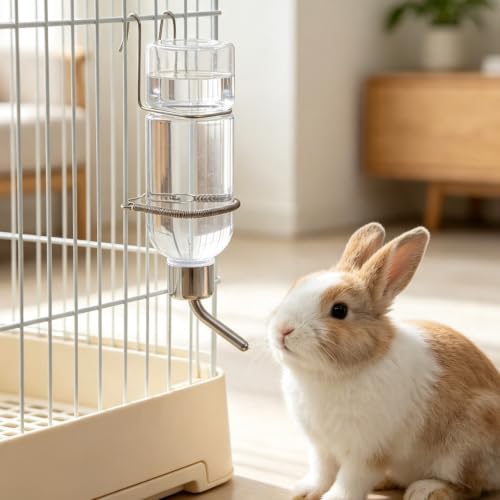 SEWACC 2pcs Pet Water Bottle for Cage Crate, 11. 8oz Non-drip Water Dispenser Hanging Waterer Drinking Bottle for Small Animal Rabbit Bunny Guinea Pig - size: 11.8oz